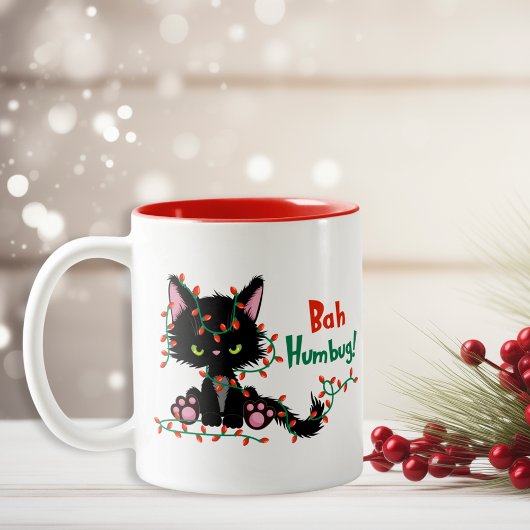 Funny Christmas Grumpy Cat Bah Humbug Zweifarbige Tasse