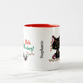 Funny Christmas Grumpy Cat Bah Humbug Zweifarbige Tasse (Mittel)