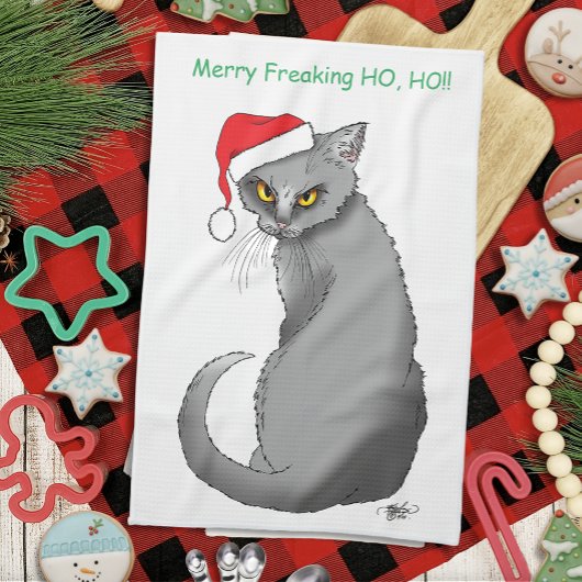 Funny Christmas Grumpy Cat Geschirrtuch