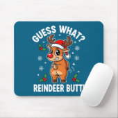 Funny Christmas Guess What Reindeer Butt Santa Hat Mousepad (Mit Mouse)