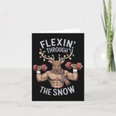 Funny Christmas Gym Workout Reindeer Flexin Karte (Vorderseite)