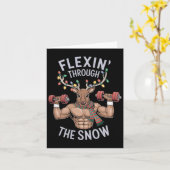 Funny Christmas Gym Workout Reindeer Flexin Karte (Gelbe Blume)