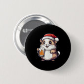 Funny Christmas Hamster mit Bier-Comic Button (Vorne & Hinten)