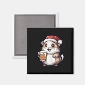 Funny Christmas Hamster mit Bier-Comic Magnet (Vorderseite/Rückseite)