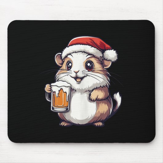 Funny Christmas Hamster mit Bier-Comic Mousepad (Vorne)