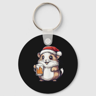 Funny Christmas Hamster mit Bier-Comic Schlüsselanhänger