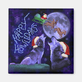 Funny Christmas Happy Howlidays Wolf Pun Magnet (Vorne)