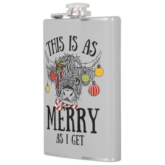 Funny Christmas Highland Cow Flachmann (Links)