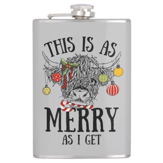 Funny Christmas Highland Cow Flachmann (Vorderseite)
