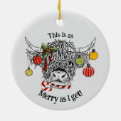 Funny Christmas Highland Cow Keramik Ornament (Hinten)