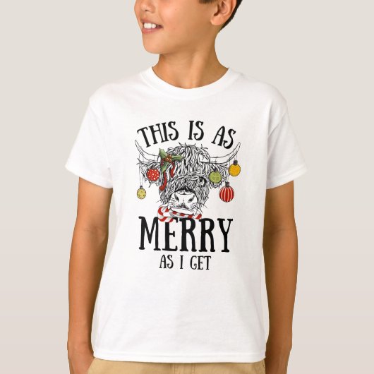 Funny Christmas Highland Cow T-Shirt (Vorderseite)