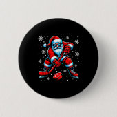 Funny Christmas Hockey Cool Santa Claus 6 7 Meme T Button (Vorderseite)