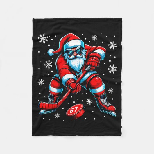 Funny Christmas Hockey Cool Santa Claus 6 7 Meme T Fleecedecke (Vorderseite)