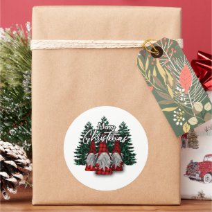 Funny Christmas Holiday gnomes Runder Aufkleber