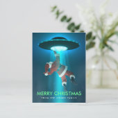 Funny Christmas Holiday Postkarten | Santa UFO (Stehend Vorderseite)
