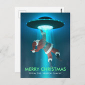 Funny Christmas Holiday Postkarten | Santa UFO (Vorne/Hinten)