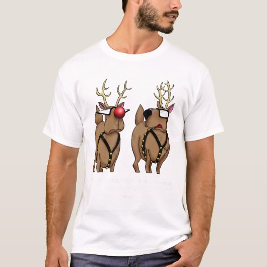 Funny Christmas Holiday Rentier Cartoon T-Shirt (Vorderseite)