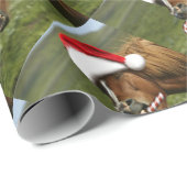 Funny Christmas horse with Santa Smiling Geschenkpapier (Rolleneckpunkt)