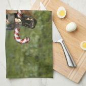 Funny Christmas horse with Santa Smiling Geschirrtuch (Viertel Falte)