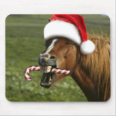 Funny Christmas horse with Santa Smiling Mousepad (Vorne)