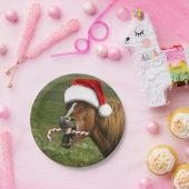 Funny Christmas horse with Santa Smiling Pappteller (Party)