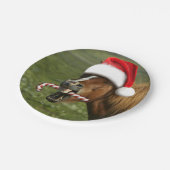 Funny Christmas horse with Santa Smiling Pappteller (Schrägansicht)