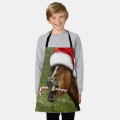 Funny Christmas horse with Santa Smiling Schürze (Getragen)