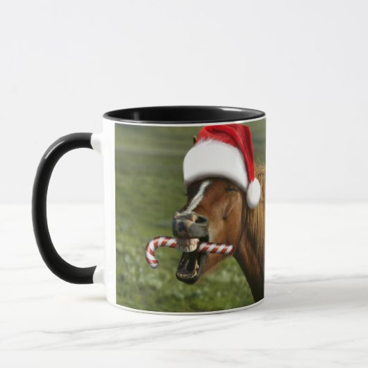 Funny Christmas horse with Santa Smiling Tasse (Links)
