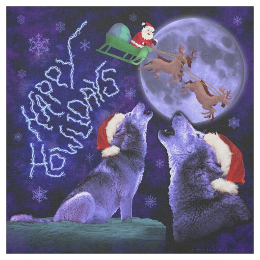 Funny Christmas Howlidays Wolf Pub Spaß Stoff (Muster)