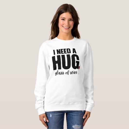 Funny Christmas hug Glas Wein Sweatshirt (Vorne ganz)