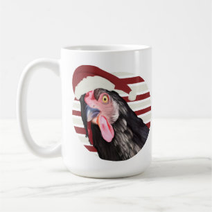 Funny Christmas Hühnerrot und weiße Streifen Kaffeetasse