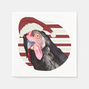 Funny Christmas Hühnerrot und weiße Streifen Serviette