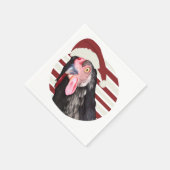 Funny Christmas Hühnerrot und weiße Streifen Serviette (Ecke)