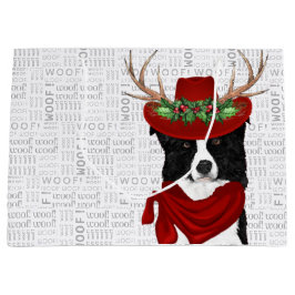 Funny Christmas Hund Border Collie Lover Große Geschenktüte