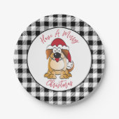 Funny Christmas Hund Cartoon Weihnachtsmannmütze U Pappteller (Vorderseite)