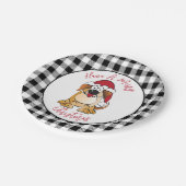 Funny Christmas Hund Cartoon Weihnachtsmannmütze U Pappteller (Schrägansicht)