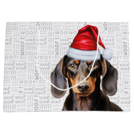 Funny Christmas Hund Dackel Lover Woof Words Große Geschenktüte