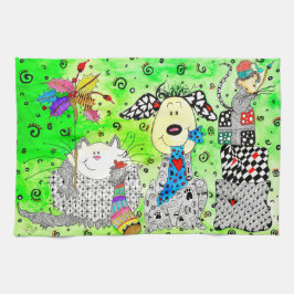 Funny Christmas Hund, Katze und Maus Küchentuch