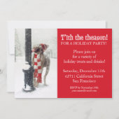 Funny Christmas Hund Licks Pole Einladung (Vorderseite)