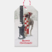 Funny Christmas Hund Licks Pole Geschenkanhänger (Vorderseite)