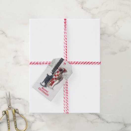 Funny Christmas Hund Licks Pole Geschenkanhänger (Mit Garn)