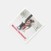 Funny Christmas Hund Licks Pole Serviette (Ecke)