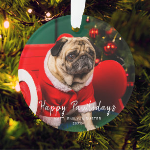 Funny Christmas Hund Welpe Foto Happy Pawlidays Ornament