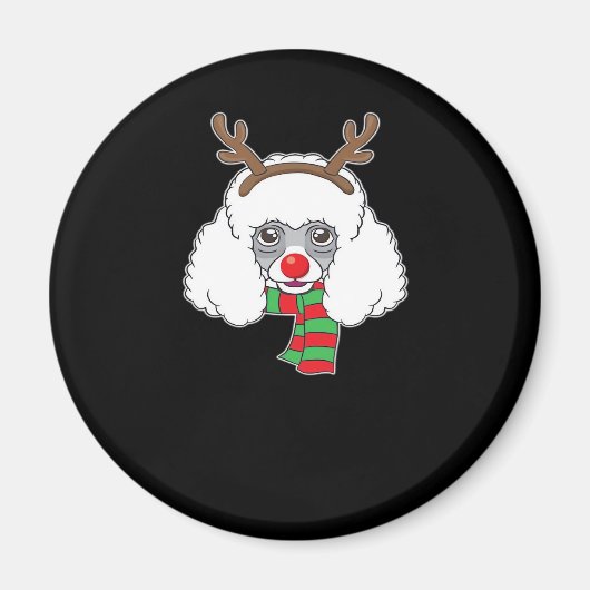 Funny Christmas Hund Xmas Reindeer Poodle Holiday Magnet (Vorne)