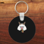 Funny Christmas Hund Xmas Reindeer Poodle Holiday Schlüsselanhänger (Vorderseite)