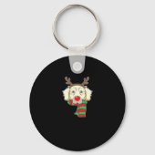 Funny Christmas Hund Xmas Rentier Golden Retriever Schlüsselanhänger (Vorderseite)