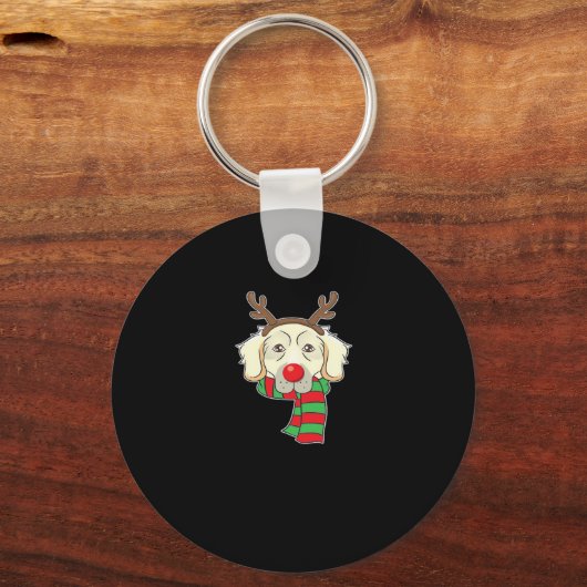 Funny Christmas Hund Xmas Rentier Golden Retriever Schlüsselanhänger (Vorderseite)