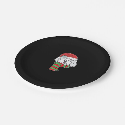 Funny Christmas Hund Xmas Weihnachtszeit maltesisc Pappteller (Schrägansicht)
