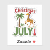 Funny Christmas in July Shirt Santa Giraffe Palm T Aufkleber (Blatt)