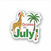 Funny Christmas in July Shirt Santa Giraffe Palm T Aufkleber (Vorderseite)